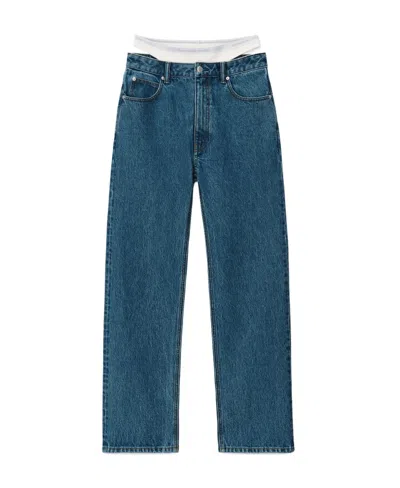 Alexander Wang Layered Low-waisted Jeans In Blue