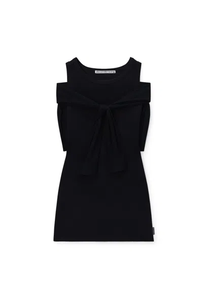 Alexander Wang Layered Mini Tank Dress With Tie-front Cardigan In Black