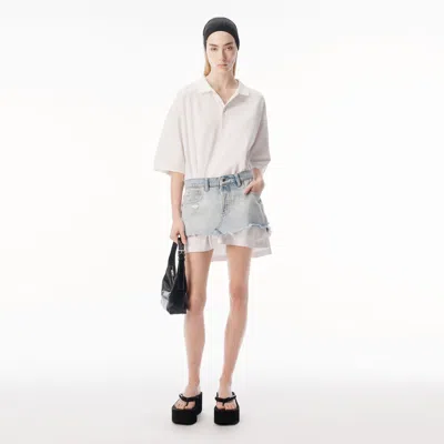 Alexander Wang Layered Polo Mini Dress With Reconstructed Denim Skirt In Blue