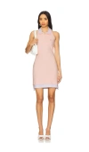 Alexander Wang Layered Polo Mini Halter Dress In Barley Pink & White