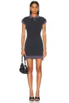 Alexander Wang Layered Short Sleeve Polo Mini Dress In Blue