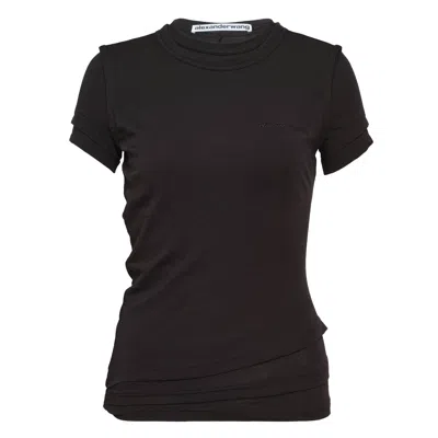 Alexander Wang Layered Short Sleeve Top In Black