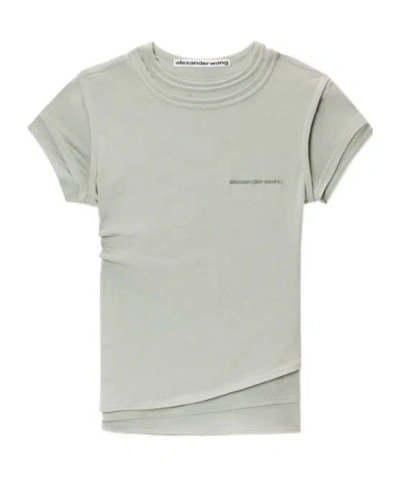 Alexander Wang Layered Short-sleeved T-shirt In Green