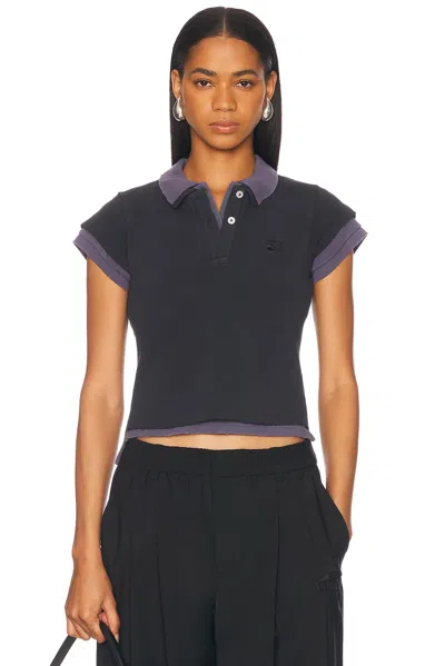 ALEXANDER WANG LAYERED SHRUNKEN POLO TOP