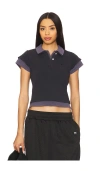 Alexander Wang Layered Shrunken Polo In Washed Navy & Washed Blue