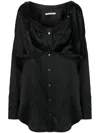 Alexander Wang Layered Shirt Dress In Silk Charmeuse In Black
