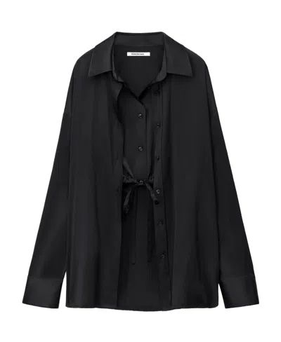 Alexander Wang Layered Silk Shirt In Black