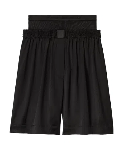 Alexander Wang Layered Silk Shorts In Black