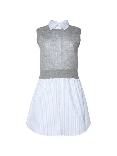 Alexander Wang Layered Sleeveless Shirt Dress With Knit Top In Multi