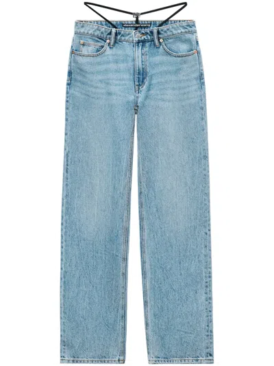 Alexander Wang Mid-rise Jeans With Pre-styled Logo Thong In Blue