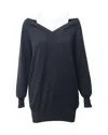 Alexander Wang Layered Sweater Dress In Black Merino Wool In Blue