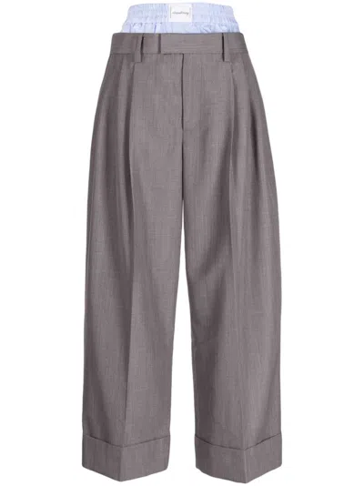 Alexander Wang Layered Tailored-cut Trousers In 020 Grey