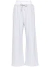 Alexander Wang Logo Elastic Waist Wide Leg Cotton Sweatpants In Gray