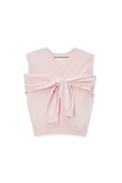 Alexander Wang Layered V-neck Vest With Tie-front Cardigan Detail Light Pink