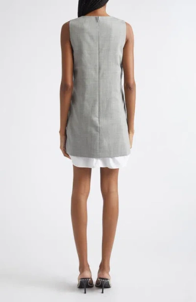 Alexander Wang Layered Wool & Cotton Shift Minidress In Gray