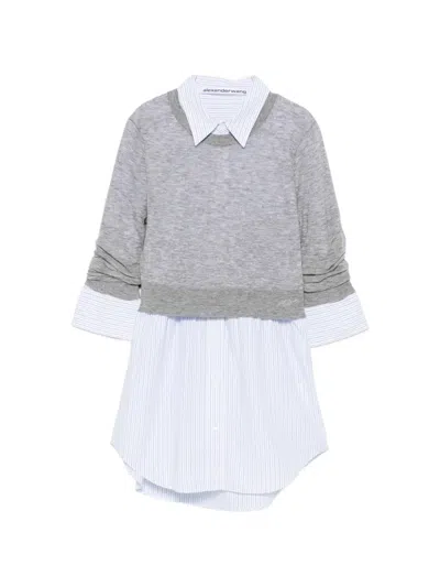 Alexander Wang Layered-design Logo-embroidered Sweater In White