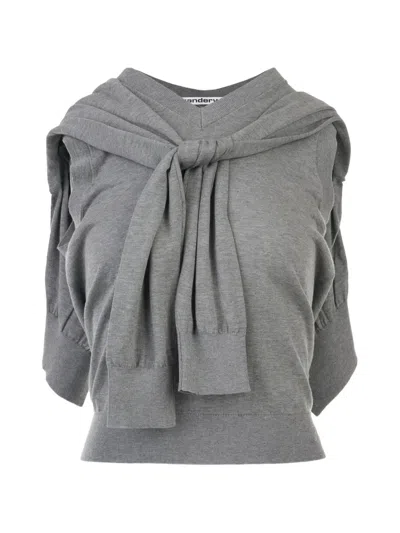 Alexander Wang Layered-effect Cut-out Sweater In Gray