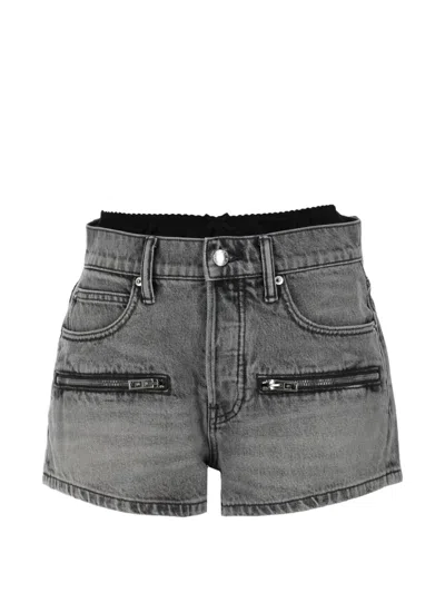 Alexander Wang Shorts Im Layering-look Mit Reissverschlussdetail In Gray