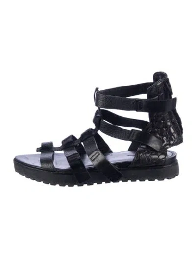 Pre-owned Alexander Wang Leather Animal Print Gladiator Sandals In Blue