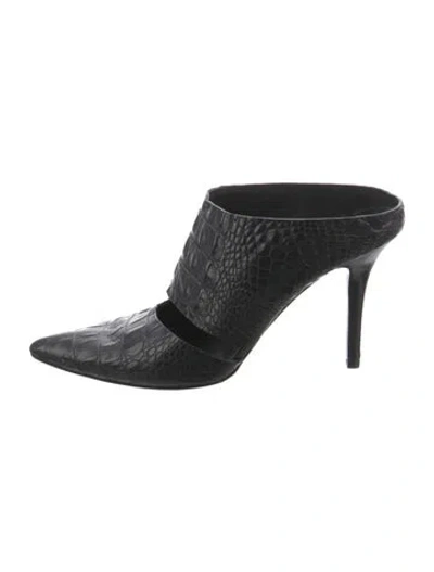 Pre-owned Alexander Wang Leather Animal Print Mules In Black