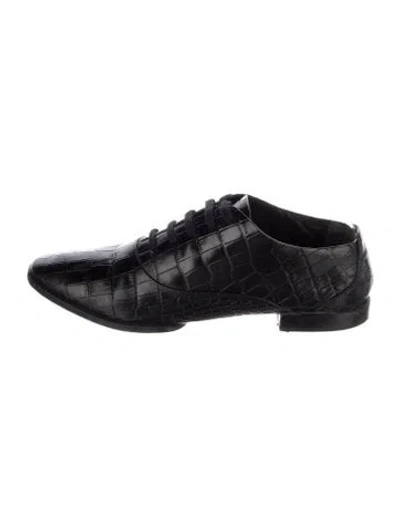 Pre-owned Alexander Wang Leather Animal Print Oxfords In Black