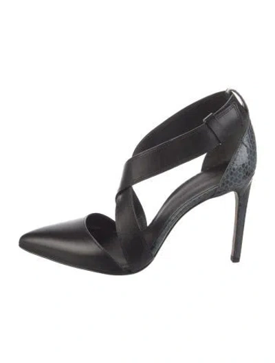 Pre-owned Alexander Wang Leather Animal Print Pumps In Black