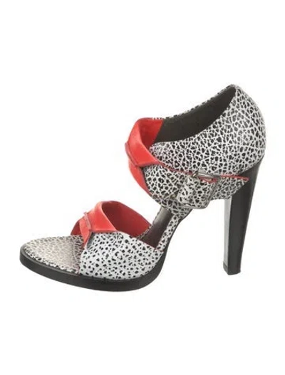 Pre-owned Alexander Wang Leather Animal Print Sandals In White