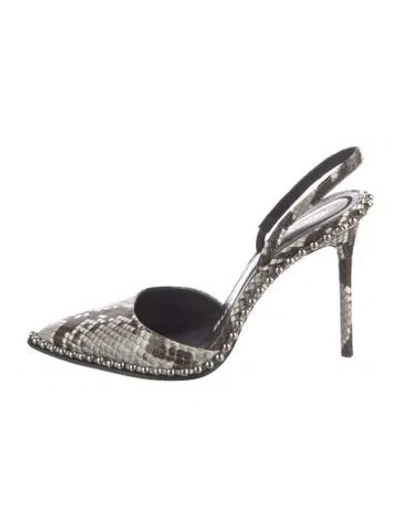Pre-owned Alexander Wang Leather Animal Print Slingback Pumps In Black/grey/white