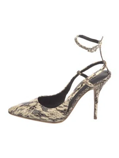 Pre-owned Alexander Wang Leather Animal Print Slingback Pumps In Neutral