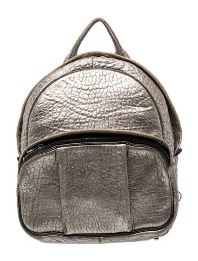 Pre-owned Alexander Wang Leather Backpack In Metallic/silver