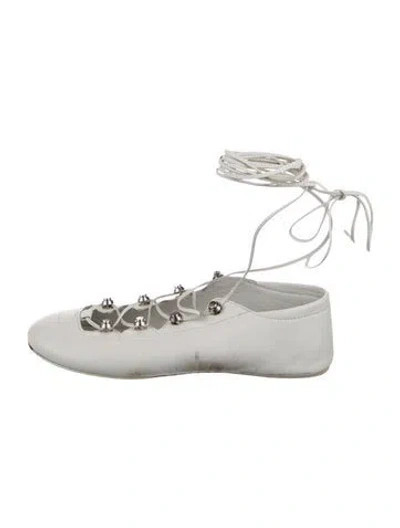 Pre-owned Alexander Wang Leather Ballet Flats In White