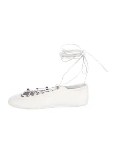 Pre-owned Alexander Wang Leather Ballet Flats In White
