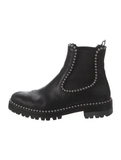 Pre-owned Alexander Wang Leather Beaded Accents Boots In Black/metallic