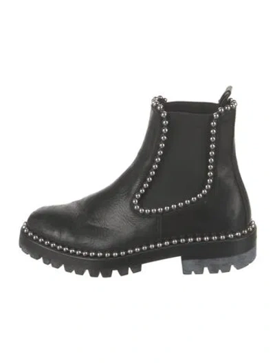 Pre-owned Alexander Wang Leather Beaded Accents Chelsea Boots In Black