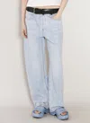 Alexander Wang Women Leather Belt Balloon Jeans In Blue