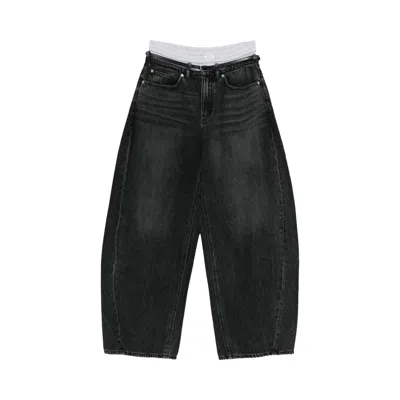 Pre-owned Alexander Wang Leather Belt/boxer Prestyle Blow Up Jean 'grey Aged' | Women's Size 28 In Gray
