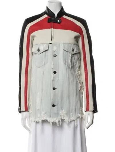 Pre-owned Alexander Wang Leather Biker Jacket In Blue/neutrals
