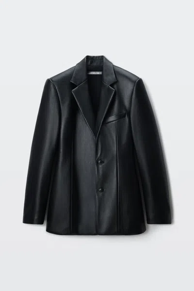 Alexander Wang Leather Blazer In Black