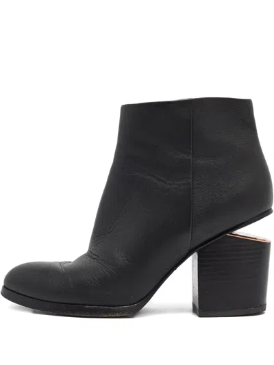 Pre-owned Alexander Wang Leather Block-heel Boots In Black