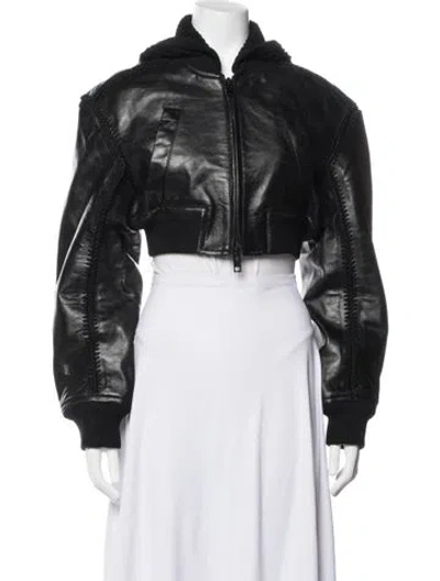 Pre-owned Alexander Wang Leather Bomber Jacket In Black