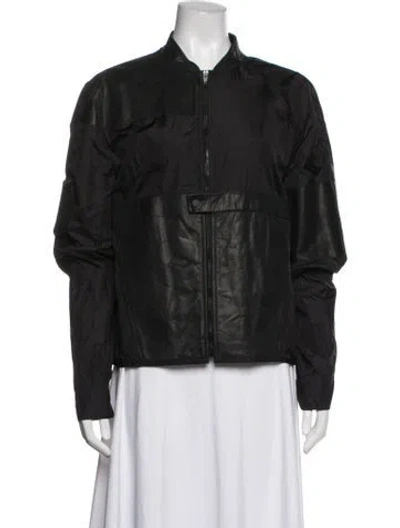 Pre-owned Alexander Wang Leather Bomber Jacket In Black