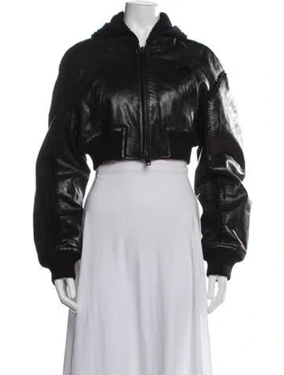 Pre-owned Alexander Wang Leather Bomber Jacket In Black