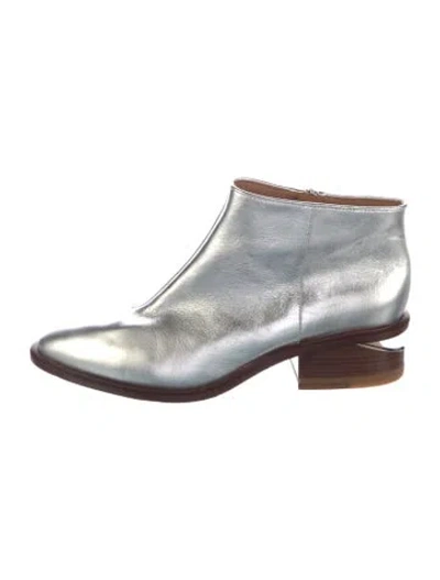 Pre-owned Alexander Wang Leather Boots In Metallic/silver
