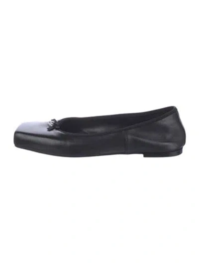Pre-owned Alexander Wang Leather Bow Accents Ballet Flats In Black