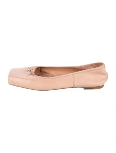 Pre-owned Alexander Wang Leather Bow Accents Ballet Flats In Neutral