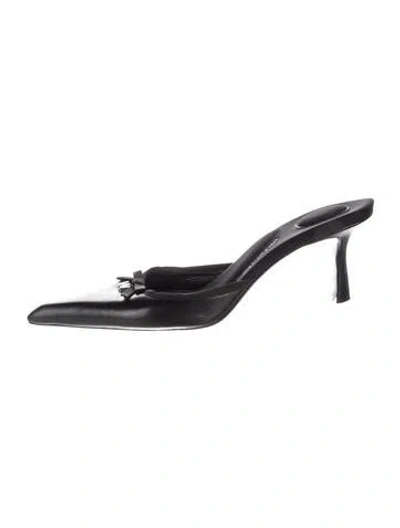 Pre-owned Alexander Wang Leather Bow Accents Mules In Black