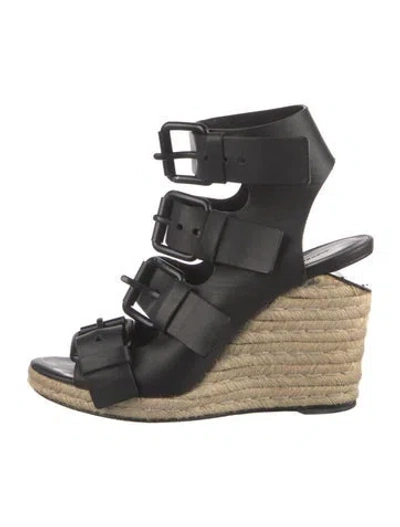 Pre-owned Alexander Wang Leather Braided Accents Espadrilles In Black