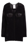 Alexander Wang Contrast-panel V-neck Leather And Knitted Cardigan In Black