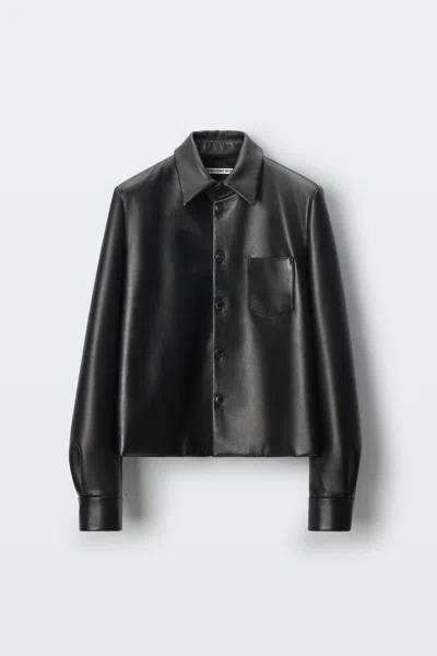 Alexander Wang Leather Button-down Shirt In Black