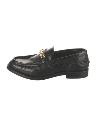 Pre-owned Alexander Wang Leather Chain-link Accents Loafers In Black/gold